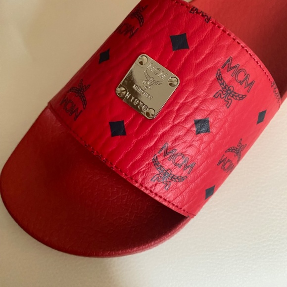 MCM Monogram Print Rubber Slides - Picture 3 of 4